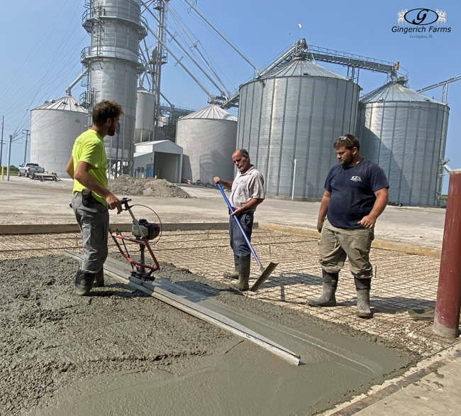 Pouring concrete - Gingerich Farms