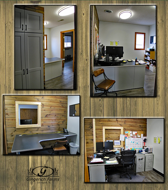 Before & after north office at Gingerich Farms