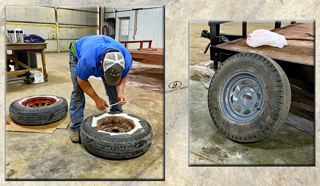 Painting tire - Gingerich Farms