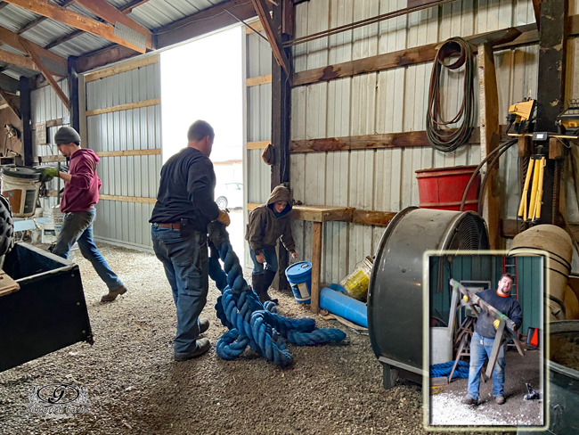 Cleaning shed at Gingerich Farms