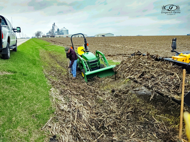 Cleaning up stalks at Gingerich Farms