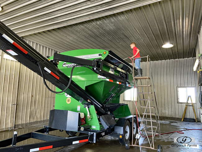 Seed tender at Gingerich Farms