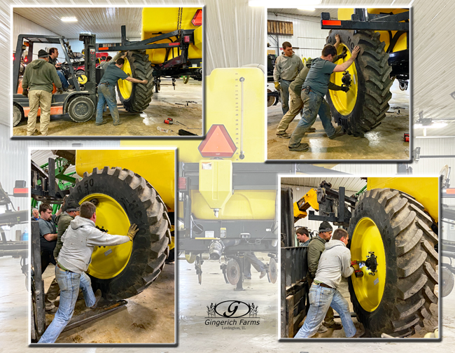 Wheels on sidedress bar at Gingerich Farms