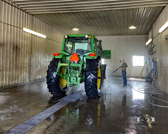 Cleaning tractor - Gingerich Farms